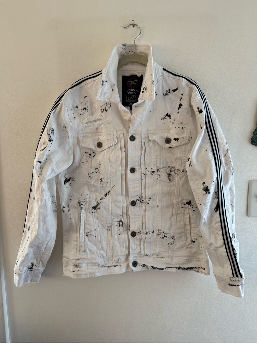 Jordan Craig Legacy Edition White Distressed Denim Jacket L RARE